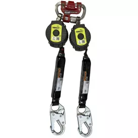 Miller TurboLite + Twin Personal Fall Limiter – G2 Twin Connector – Steel Locking Snap Hook – 6′
