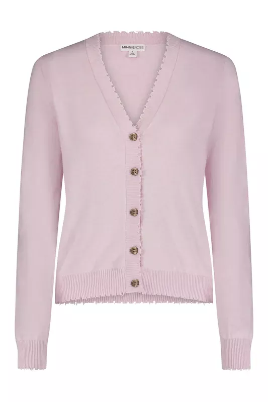 Minnie Rose Frayed Cardigan - Lotus Pink