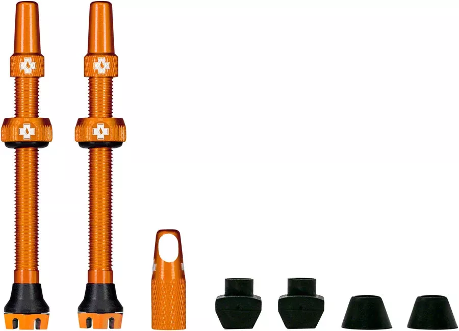 Muc-Off V2 Tubeless Valve Kit – Orange 44mm Pair