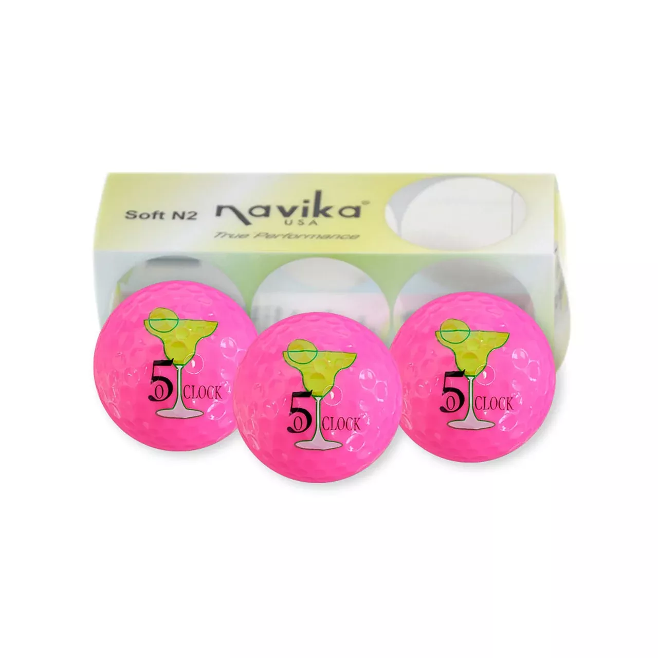 Navika Assorted Five O’Clock Printed Pink Golf Balls-3 pack