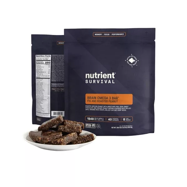 Nutrient Survival - Brain Omega 3 Bar - Fig and Roasted Peanut Pack of Three