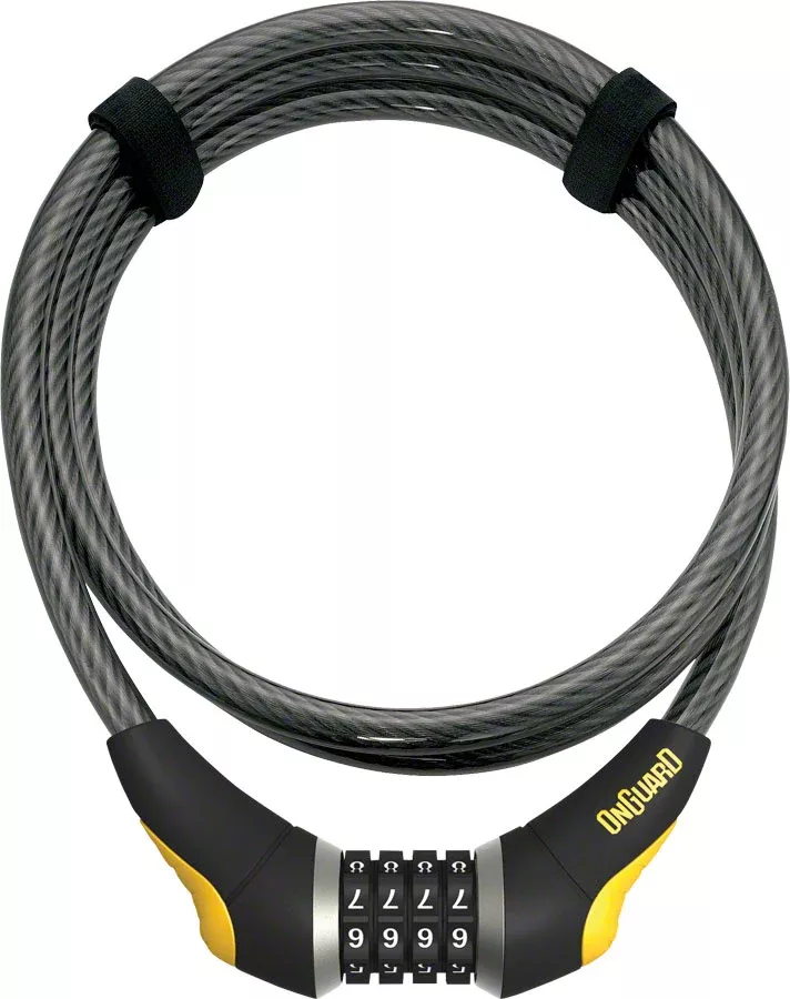 OnGuard Akita Resettable Combo Cable Lock: 6′ x 12mm Gray/Yellow