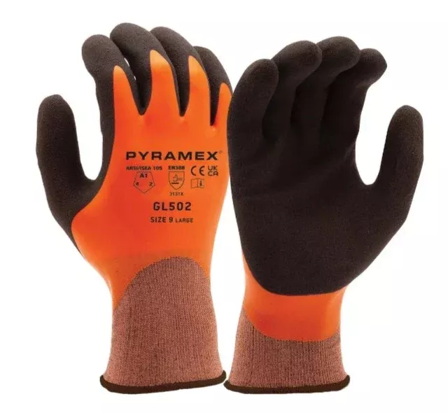 Pyramex Hi-Vis Double Dipped Latex Water Resistant Safety Gloves – GL502
