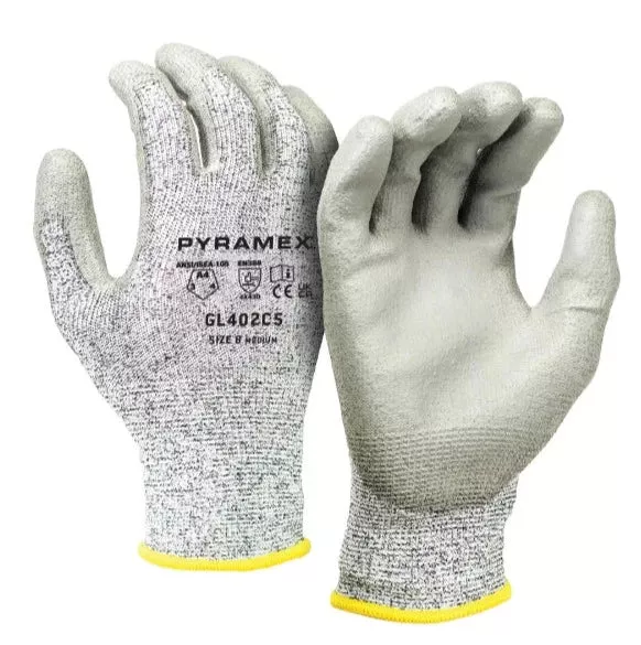 Pyramex Polyurethane Dipped Cut Resistant ANSI Cut Level A4 Safety Gloves – GL402C5