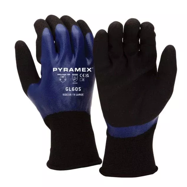 Pyramex Water Resistant Double Nitrile Dipped Safety Gloves – GL605