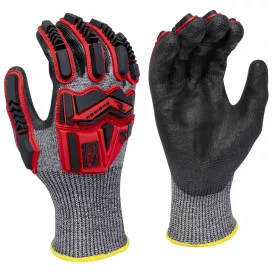 Radians RWG621 Cut Level A7 HPPE Shell Polyurethane Work Gloves – TPR Back of Hand Protection