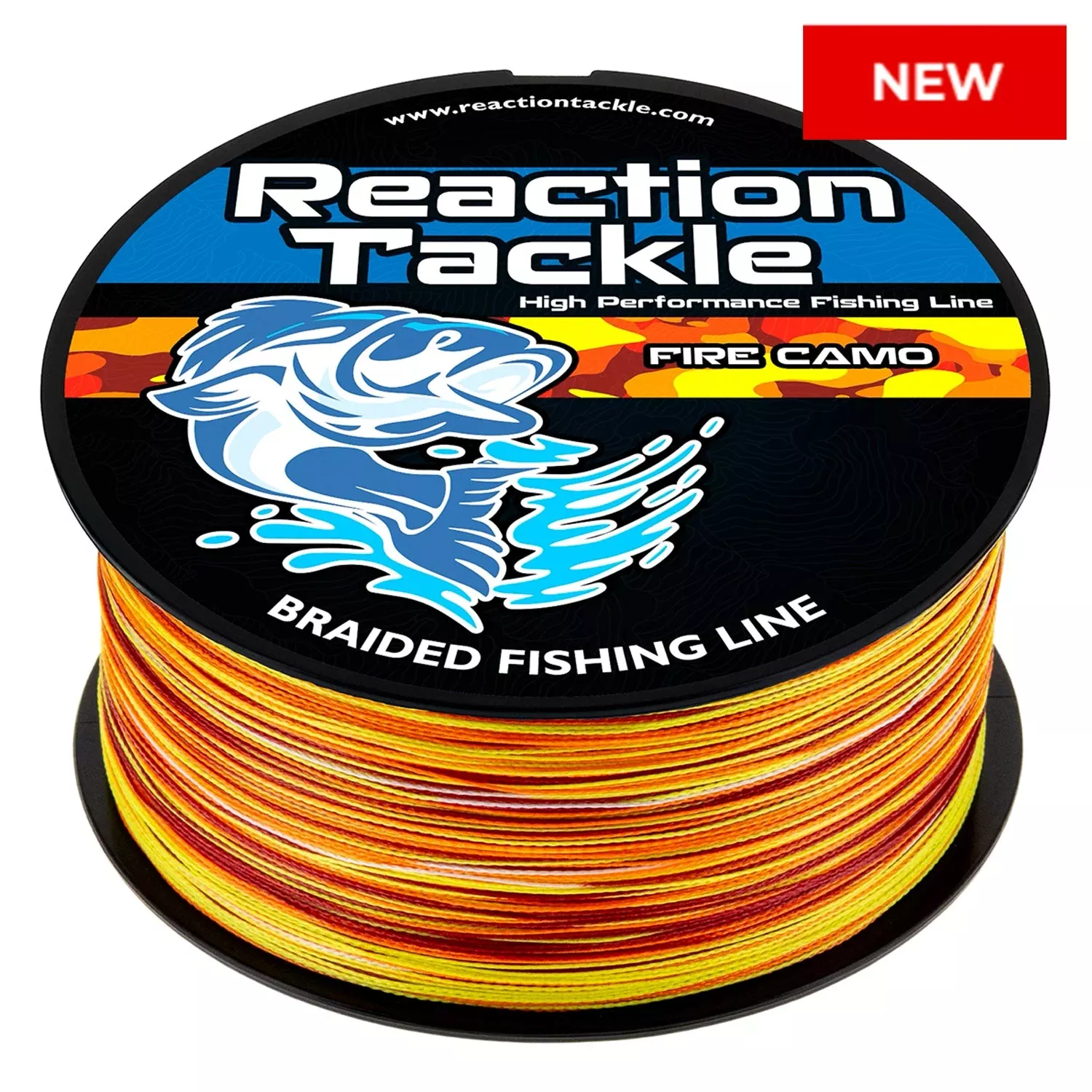 Reaction Tackle Braided Fishing Line – Fire Camo – NEW