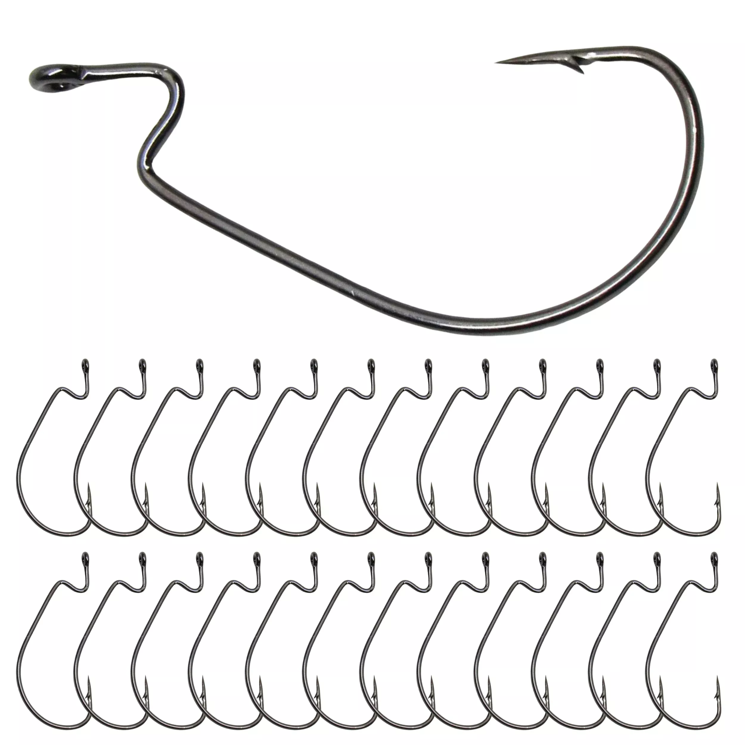 Reaction Tackle Offset EWG Worm Hooks (25-Pack)