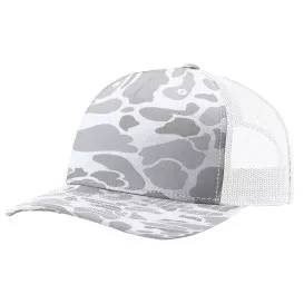 Richardson 112PFP Five Panel Printed Trucker Cap - Blizzard Duck Camo/White