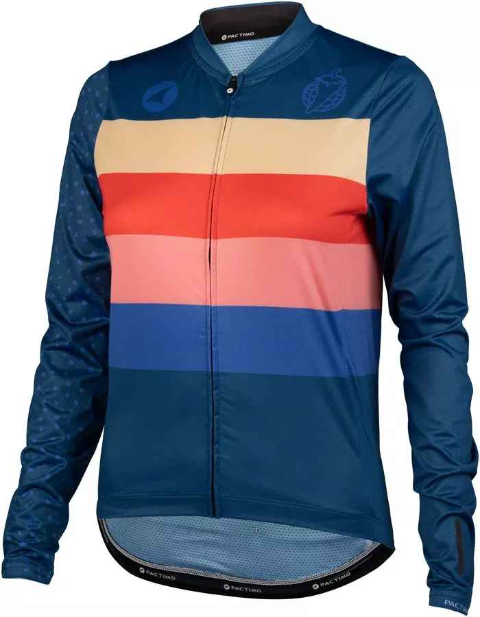 Salsa Team Polytone Women’s Long Sleeve Jersey – Dark Blue w/ Stripes Medium