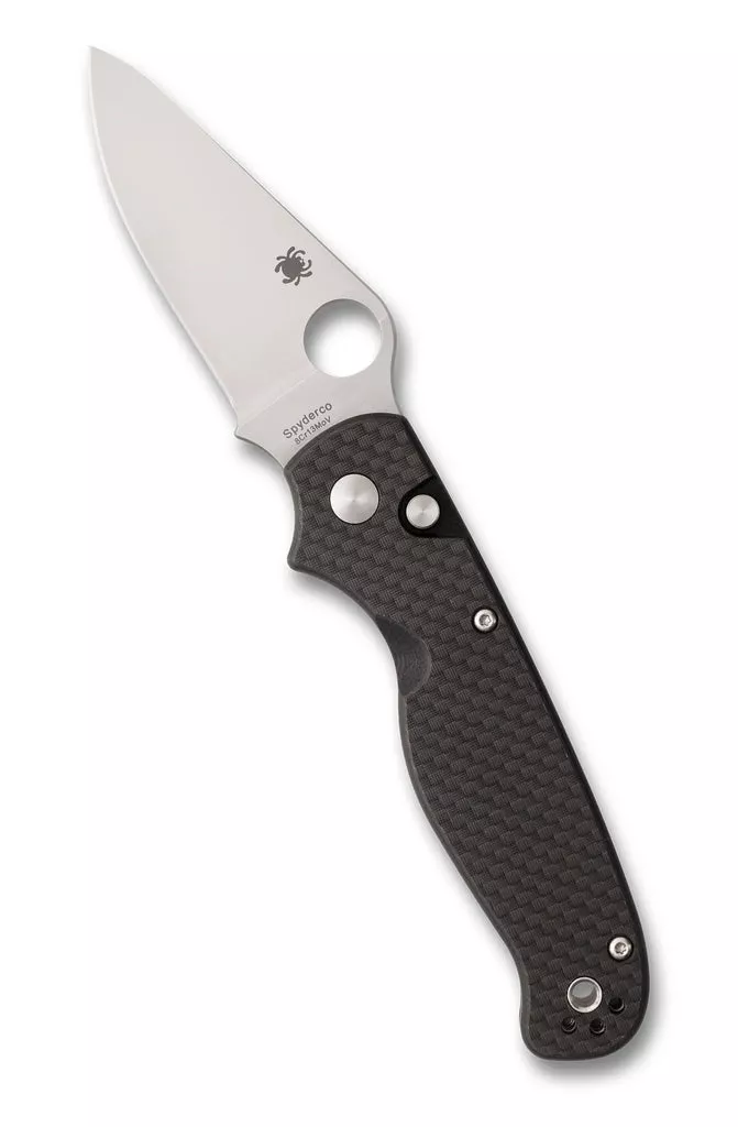Spyderco ButtonUp Carbon Fiber 3.27″ Plain Edge Folding Pocket Knife (C275CFP)