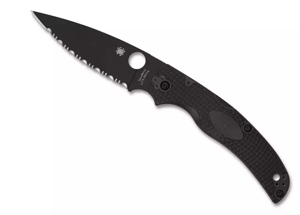 Spyderco Native Chief Black Blade Lightweight Serrated Edge Folding 4.02″ Pocket Knife (C244SBBK)