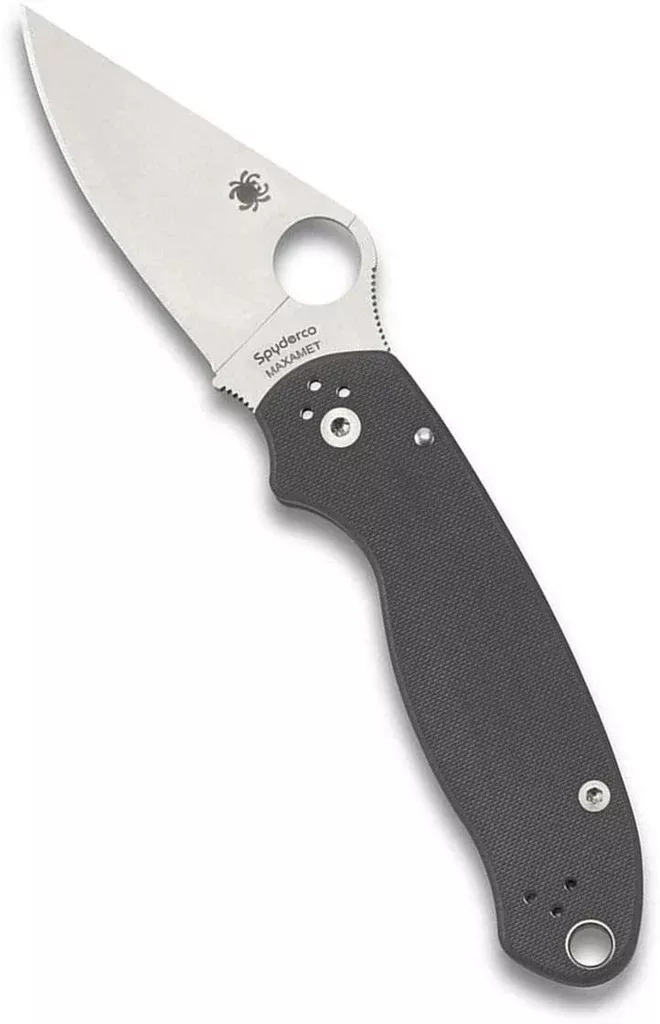 Spyderco Para 3 G-10 Dark Gray Maxamet 2.93″ Plain Edge Folding Pocket Knife (C223GPDGY)