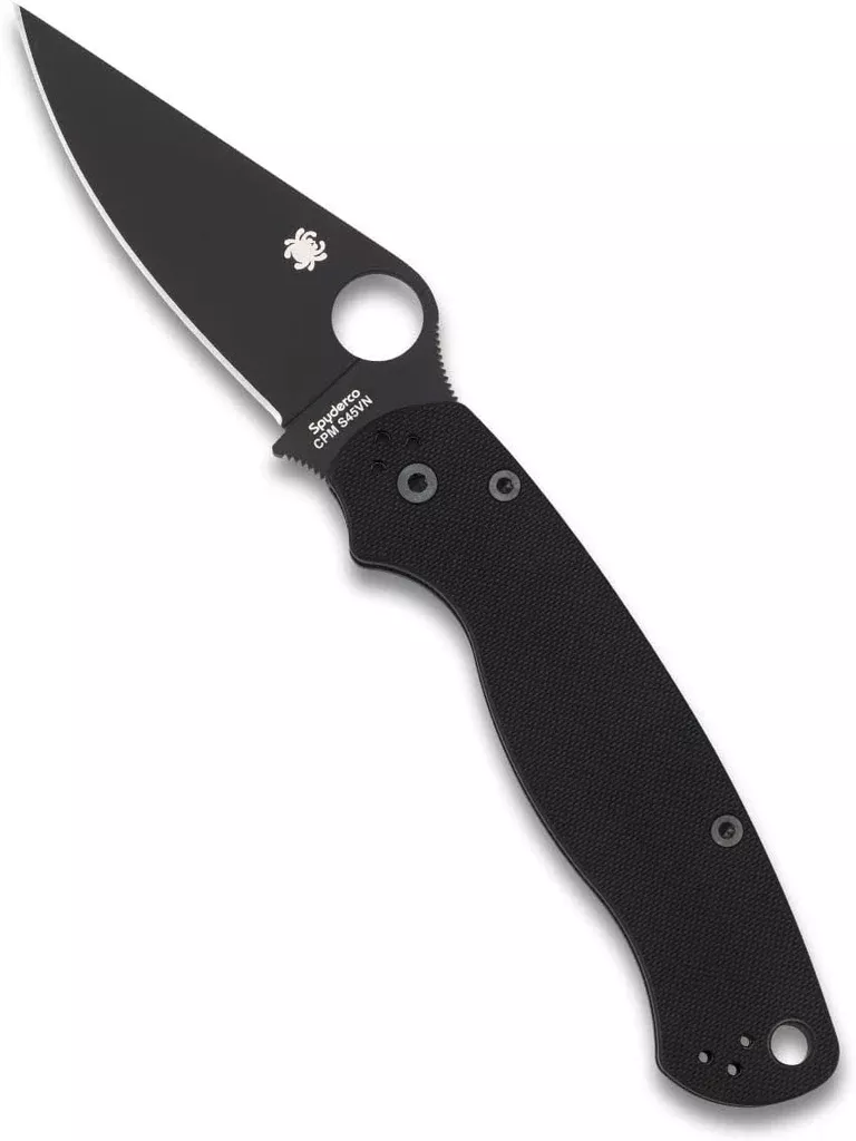 Spyderco Para Military 2 Black 3.45″ Plain Edge Folding Pocket Knife (C81GPBK2)