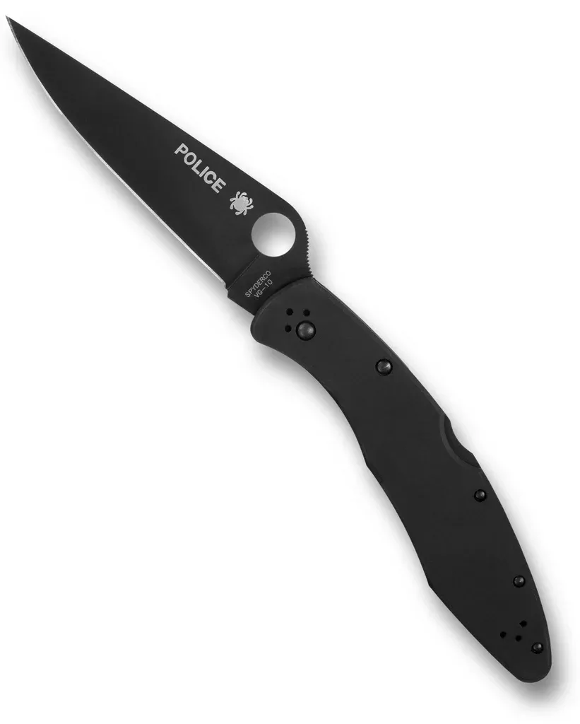 Spyderco PoliceModel Black Stainless 4.2″ Plain Edge Folding Pocket Knife (C07BKP)