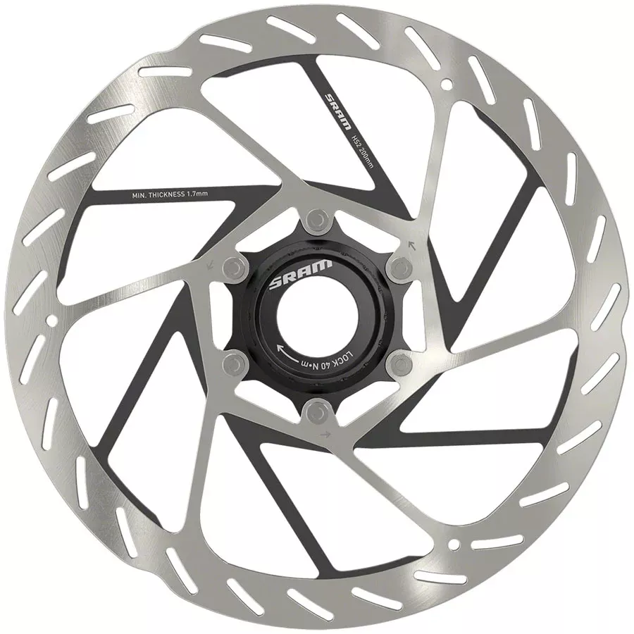 SRAM HS2 Disc Brake Rotor – 200mm Center Lock Rounded Silver/Black