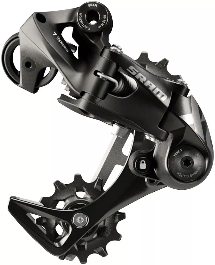 SRAM X01 DH Rear Derailleur – 7-Speed Medium Cage Black with Clutch A3