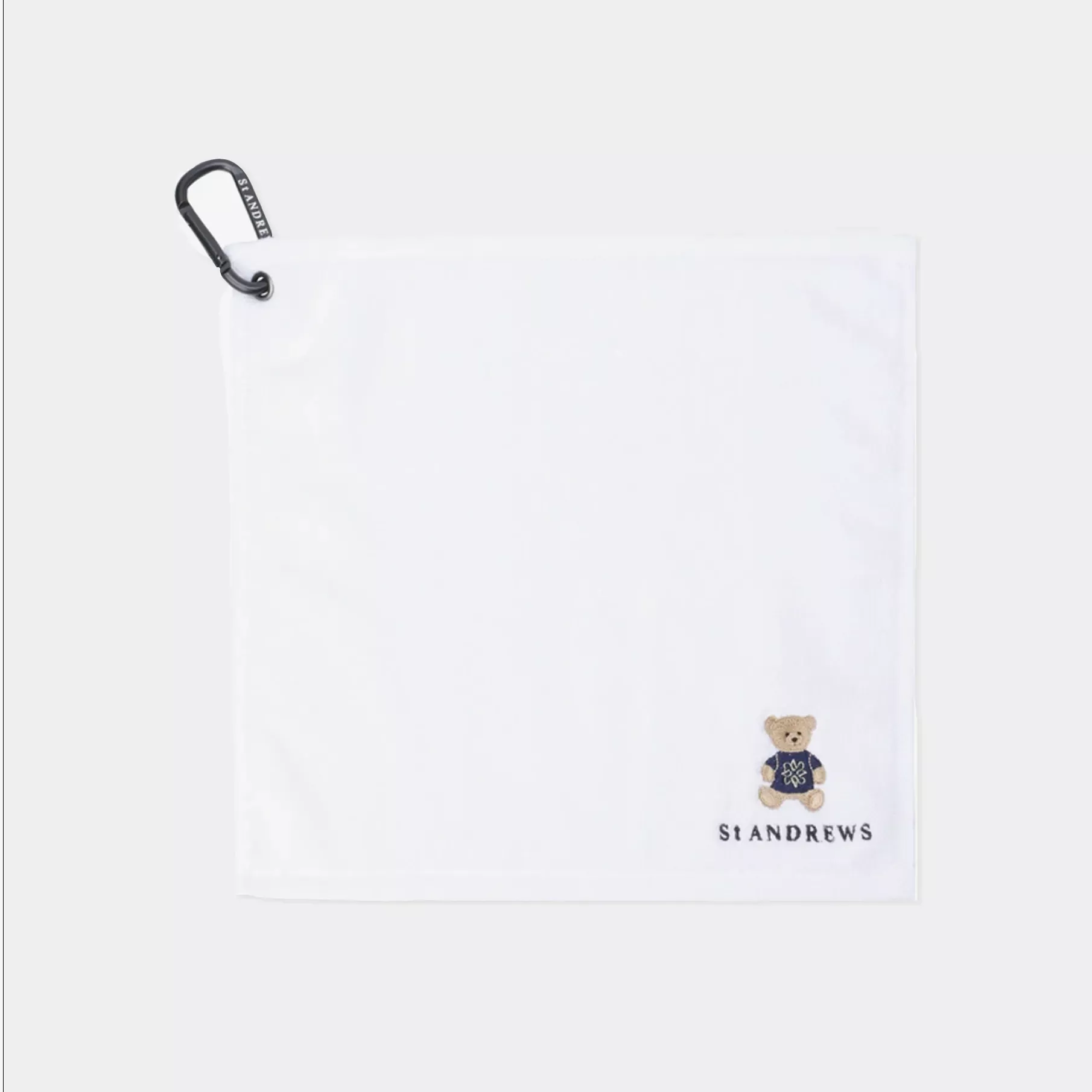 St. AndrewsTeddy Bear Embroidered Golf Towel – White