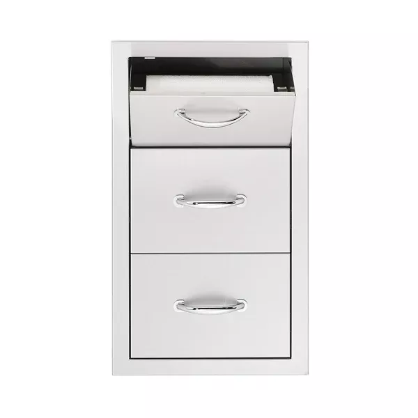 SummersetSSTDC-17 17" Stainless SteelVertical 2-Drawer & Paper Towel Holder Combo