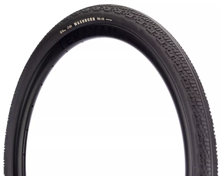 Teravail Washburn Tire - 700 x 50 Tubeless Folding BLK Durable Fast Compound