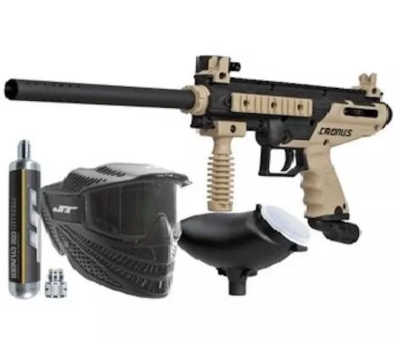 Tippmann Cronus PowerPack Basic Tan w/ 90gram Tank, JT Raptor Goggle, 200 Round Loader