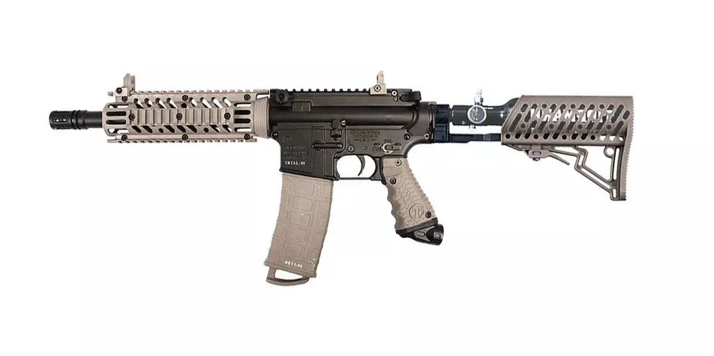 Tippmann TMC Paintball Pneumatic Magfed Marker w/ Air Thru, Black/Tan 16401