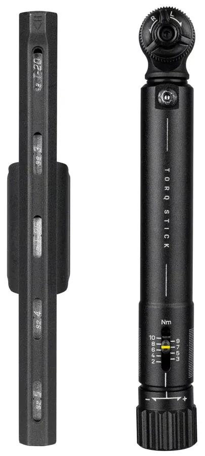 Topeak Torq Stick Ratcheting Torque Wrench – Adjustable 2-10Nm Range 5 Piece Bit Set BLK