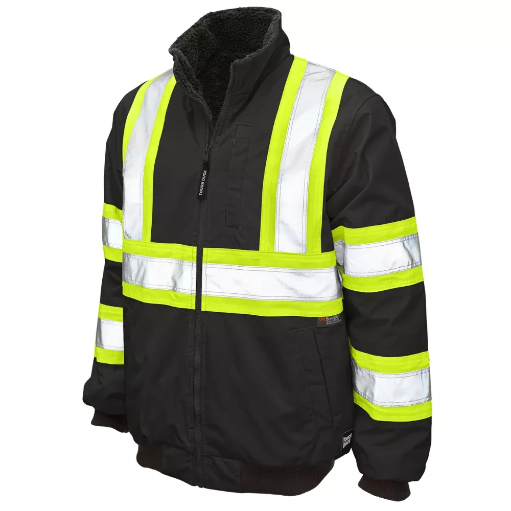 Tough Duck Hi-Vis Ripstop Sherpa Lined Safety Bomber Jacket - SJ26