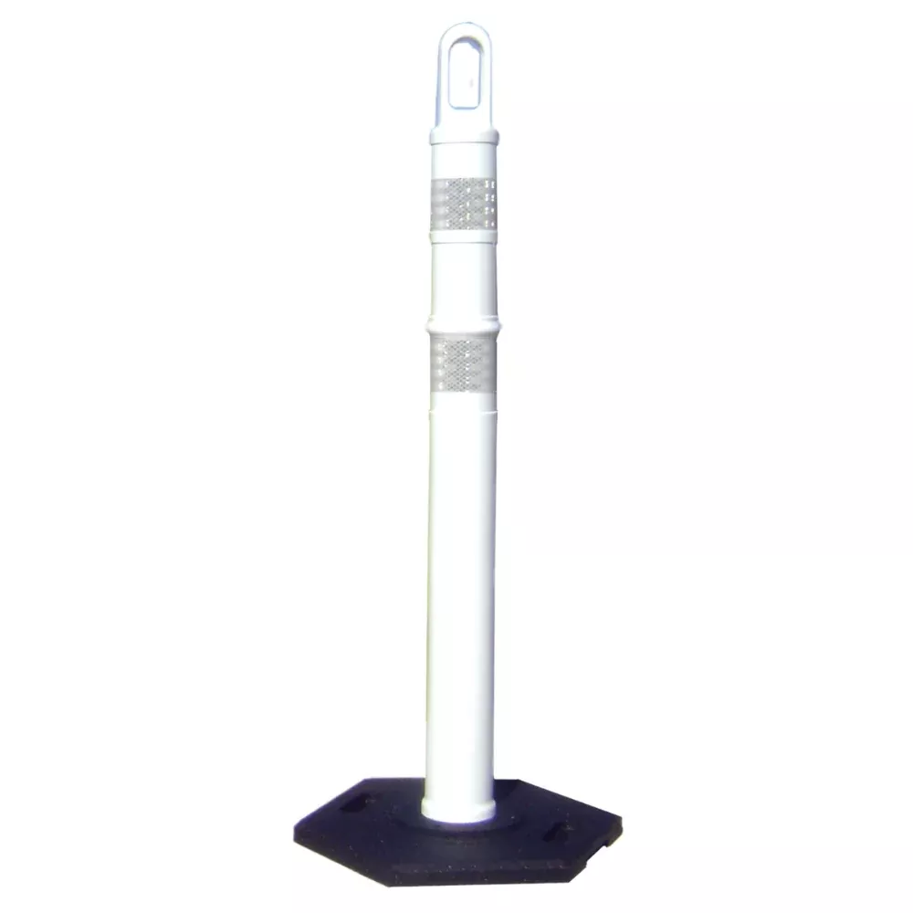 Traffix Devices 42″ Looper Tube Delineator Post – 2 x 3″ Reflective Tape – 12 Lbs Base – White