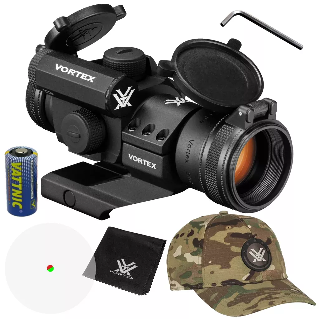 Vortex Optics SF-RG-501 StrikeFire II Red/Green Dot Scope with Vortex Hat Bundle