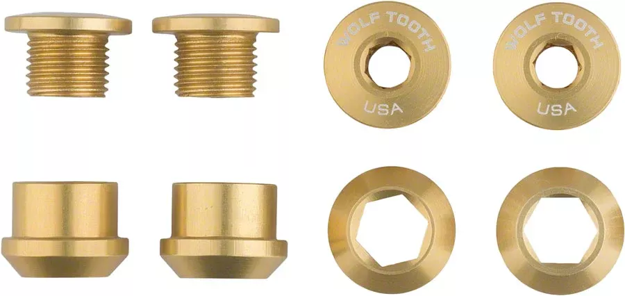 Wolf Tooth 1x Chainring Bolt Set – 6mm Dual Hex Fittings Set/4 Gold