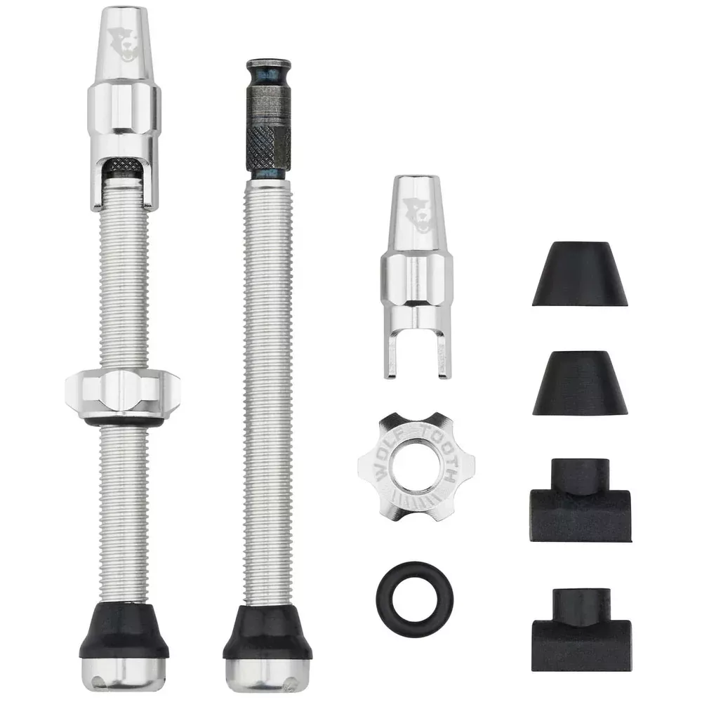 Wolf Tooth Components Tubeless Valve Stem Kit Clik Valve 60mm Raw Silver