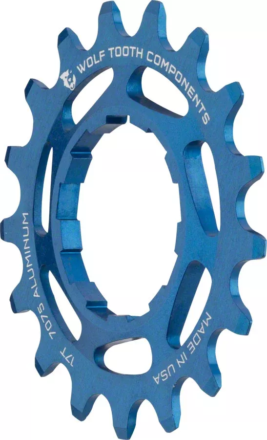 Wolf Tooth Single Speed Aluminum Cog – 17t Compatible with 3/32″ Chains Blue