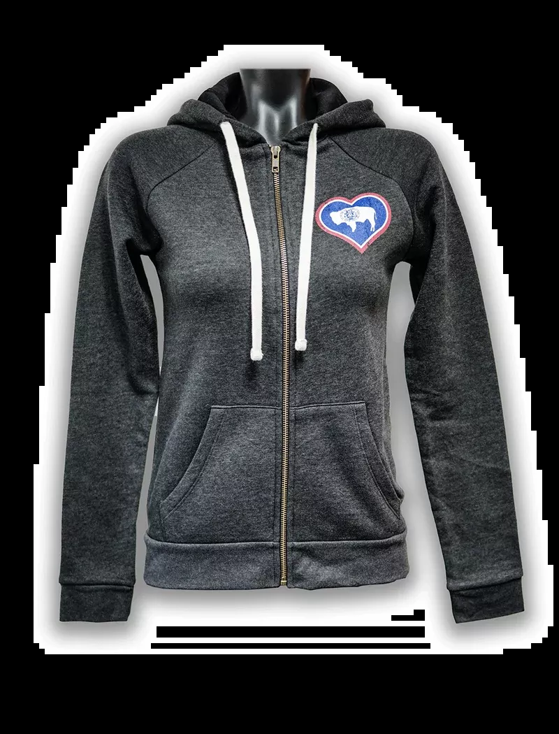 WYO FLAG HEART ZIP HOODIE
