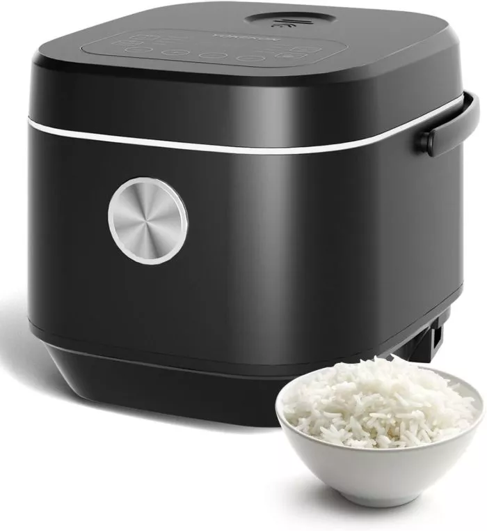 YOKEKON Rice Cooker 10 Cup, Stainless Steel Inner Pot, Low Carb Large Rice Maker with Steamer Basket Steamer, 24H Delay Timer and Auto Keep Warm,Brown Rice/Risotto/Oatmeal/Soup/Steam/Slow Cook, Black