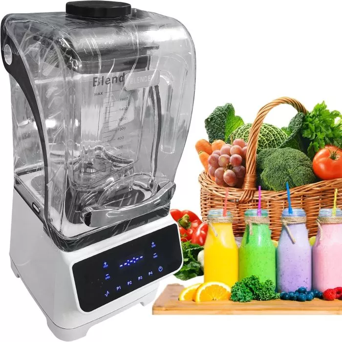 Yovtekc Commercial Blender Smoothies, Blender for Kitchen with 1.8L(61oz) Plastic Jar, Countertop Blender with Sound Shield for Frozen Fruit Smoothies, High-speed Blender 2200W White