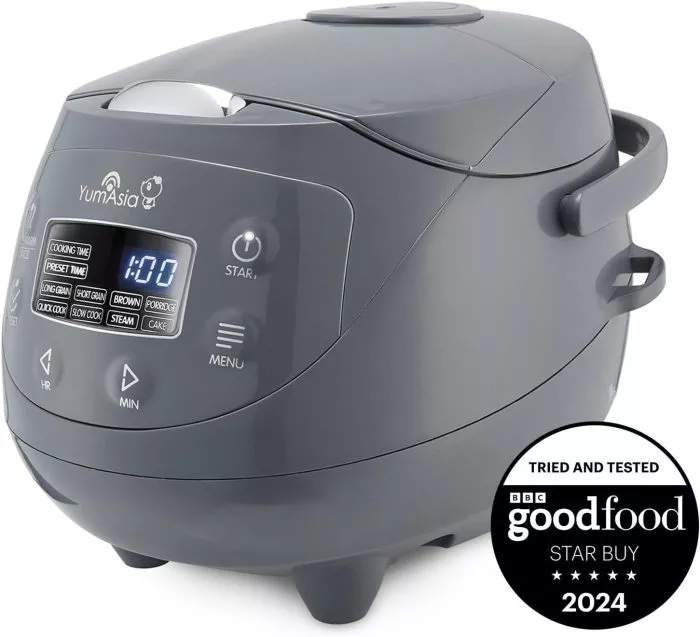 Yum Asia Panda Mini Rice Cooker With Ninja Ceramic Bowl and Advanced Fuzzy Logic (3.5 cup, 0.63 litre) 4 Rice Cooking Functions, 4 Multicooker functions, Digital LED display – 120V