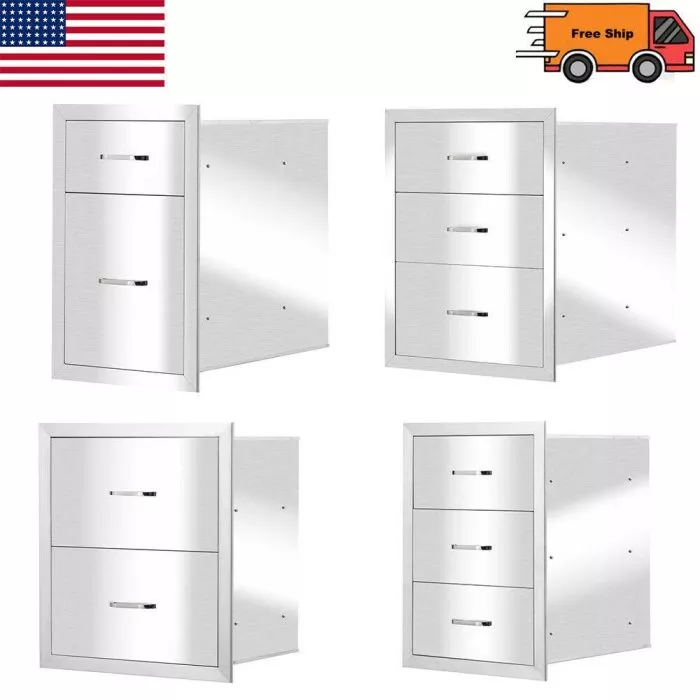 ZOKOP Outdoor Kitchen Drawer Stainless Steel Layer Access Door BBQ Drawer Large