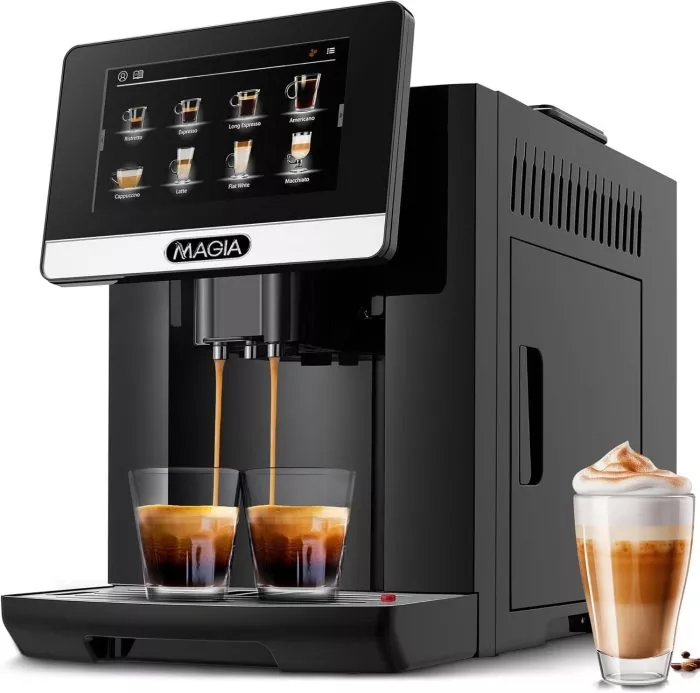 Zulay Magia Fully Automatic Espresso Machine With Grinder – 19 Customizable Coffee Options – Auto-Cleaning For Easy Maintenance – Milk-Foam System For Latte, Cappuccino, Macchiato – New Silver